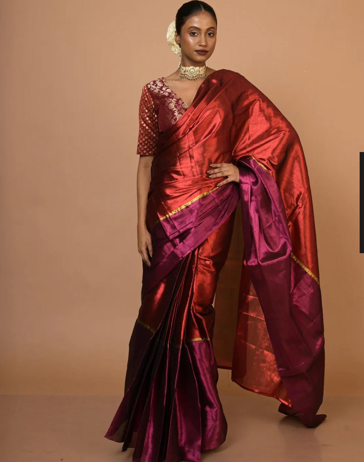 tissue cotton with pure handloom ready to wear saree