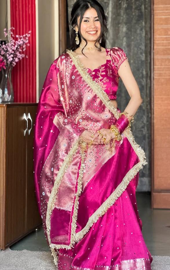 Banarasi Tissue Silk with Elegant Hand Embellishments Ready To Wear Saree
