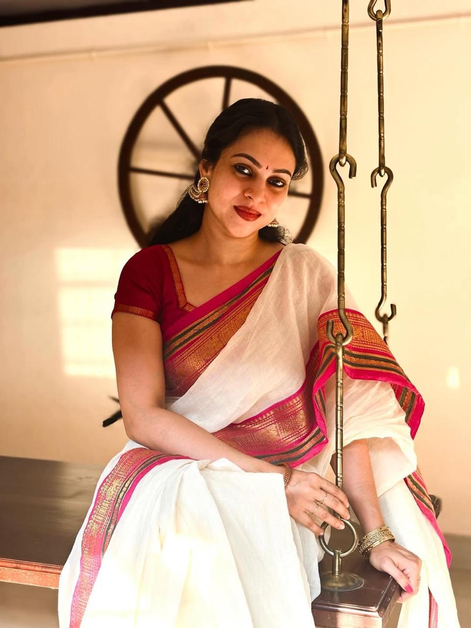 Traditional Temple Border Cotton with Woven Border Ready To Wear  Saree