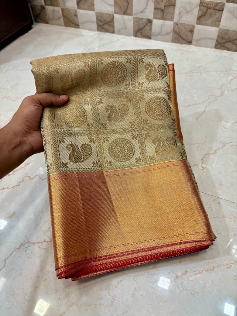 Nita Ambani Inspired Soft Tissue Silk With Zari weaving Ready To Wear Saree