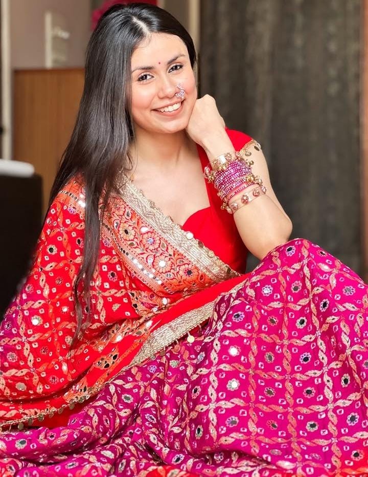 Vibrant Dual Tone  Bandhej Georgette Silk Festive Ready To Wear  Saree