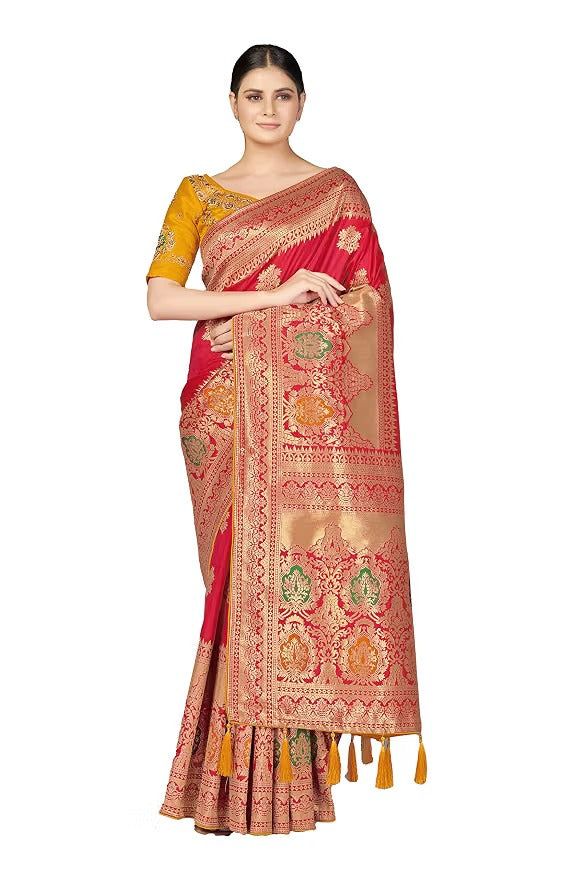 Banarasi Silk Inspired Zari Woven Ready To Wear Saree