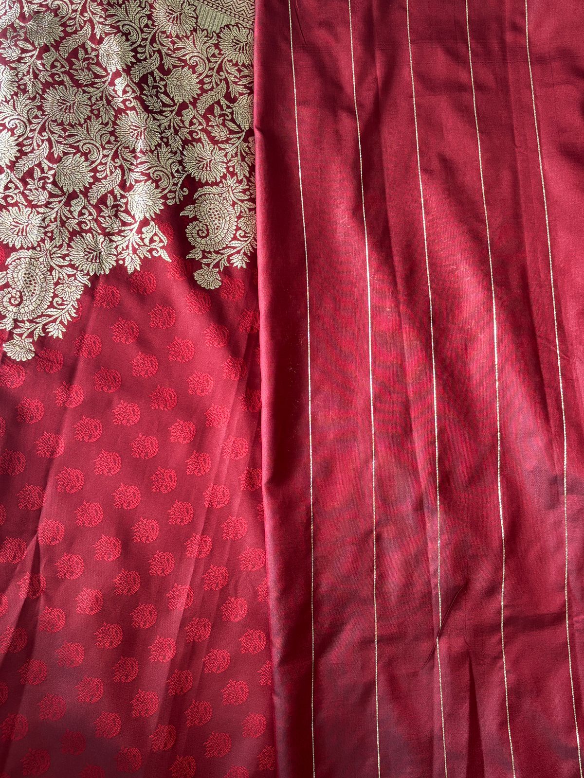 Maroon Kanchipuram With Traditional Detail Zari Motif Border Wrap in 1 minute saree