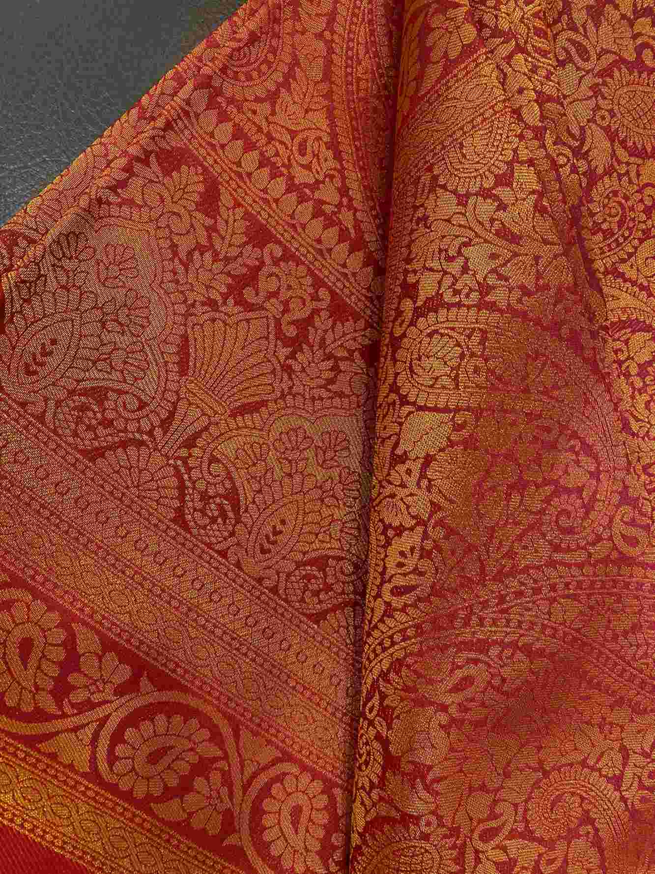 Ready To Wear Festive Rich Kanchipuram Red Dhoop Chaanv Wrap in 1 minute saree