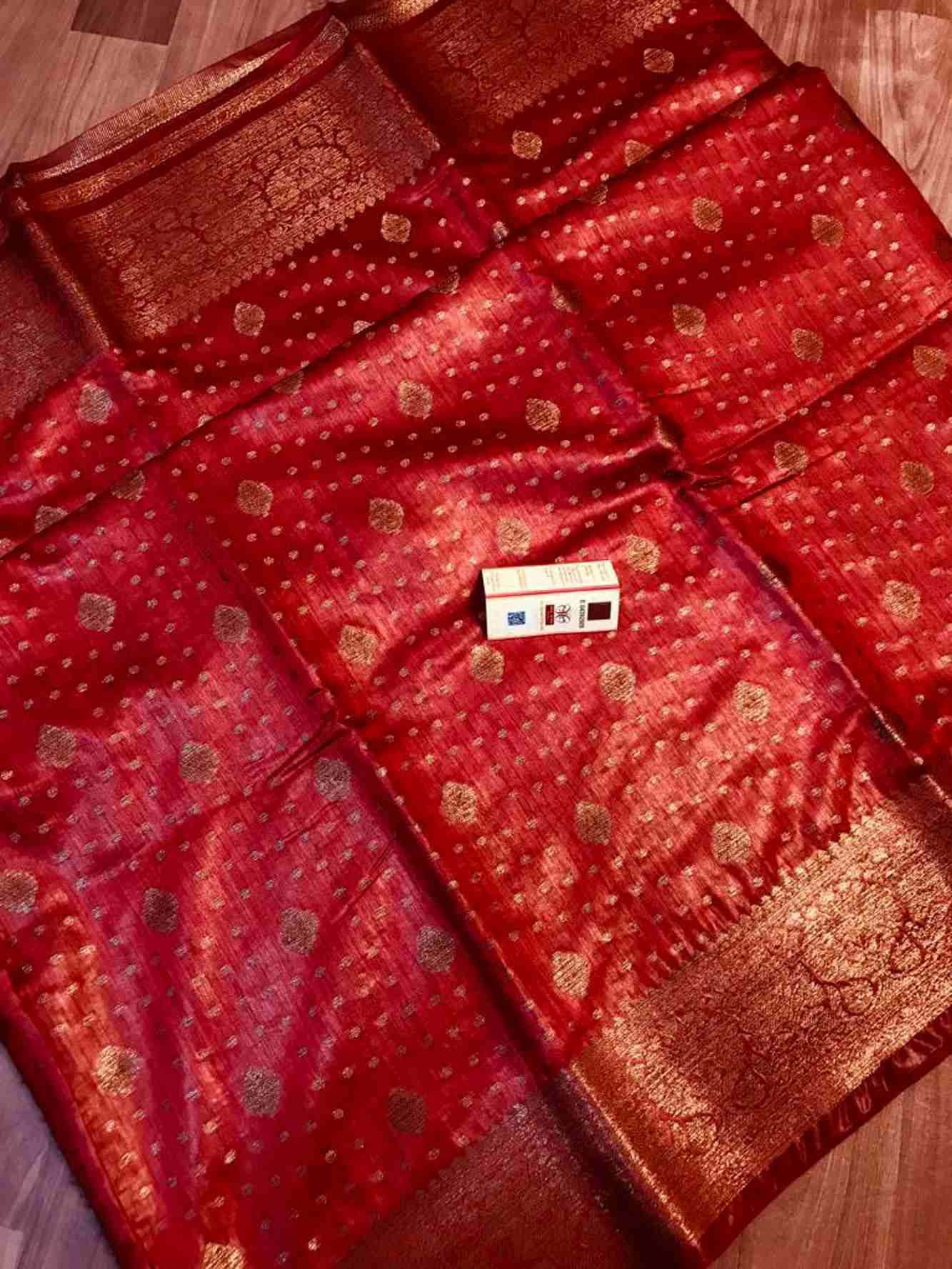 Pure Munga Tussar Silk with Meenakari Weaving Butta &  ornate Border Saree