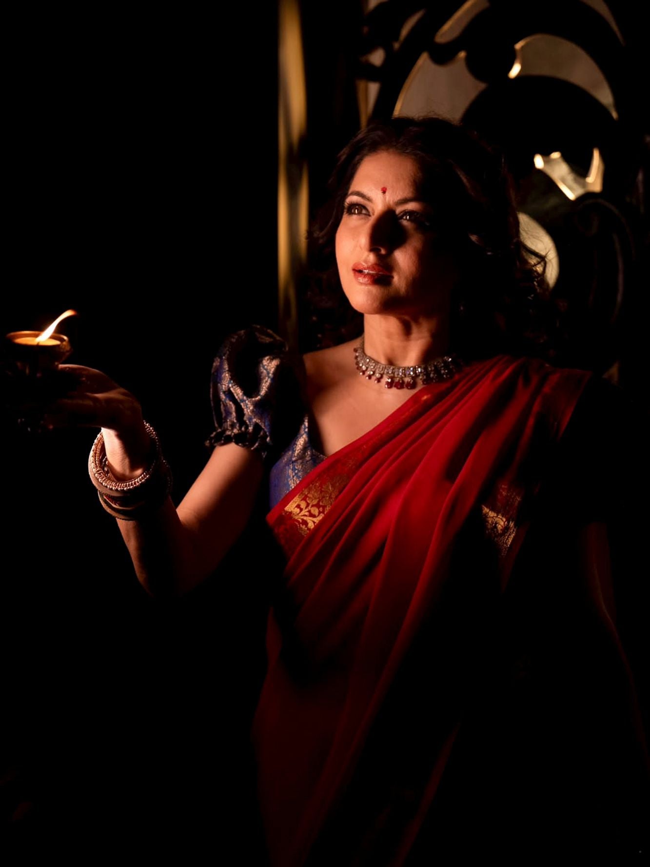 Bhagyashree Banarasi Brocade Corset Blouse with Puff Sleeves ,  Made to Order, Customizable Ready To Wear Saree