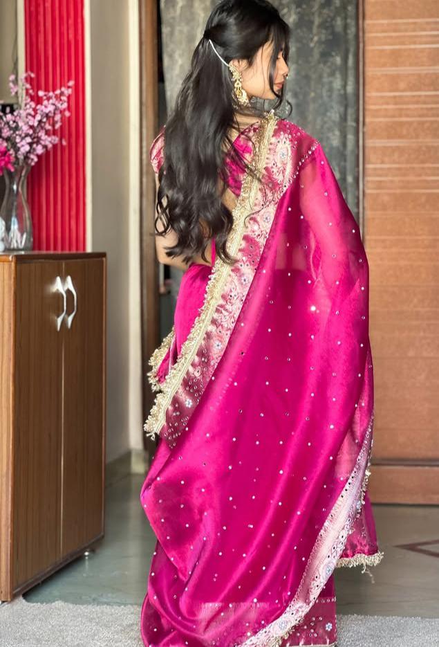 Banarasi Tissue Silk with Elegant Hand Embellishments Ready To Wear Saree