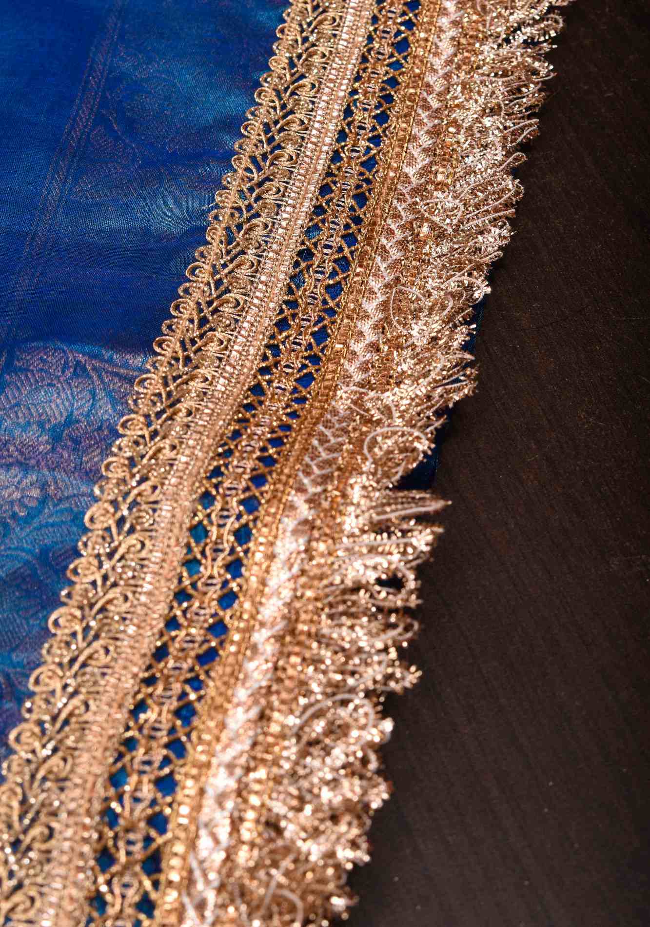 Cobalt Blue Banarasi Tissue Handloom Saree with Sona Rupa Buttis and Lace Border| SILK MARK CERTIFIED Ready T o Wear Saree