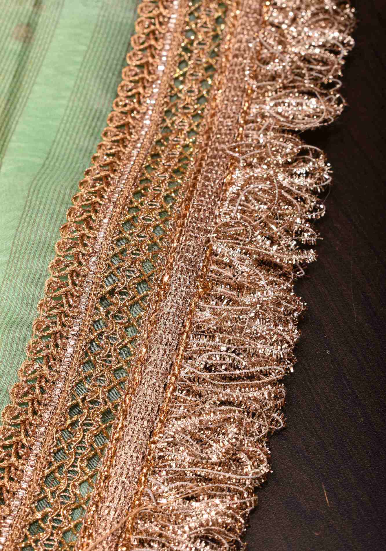 Pure Organza Silk Saree in Green with Floral Digital Print and Lace Trim Border | SILK MARK CERTIFIED Ready To Wear Saree