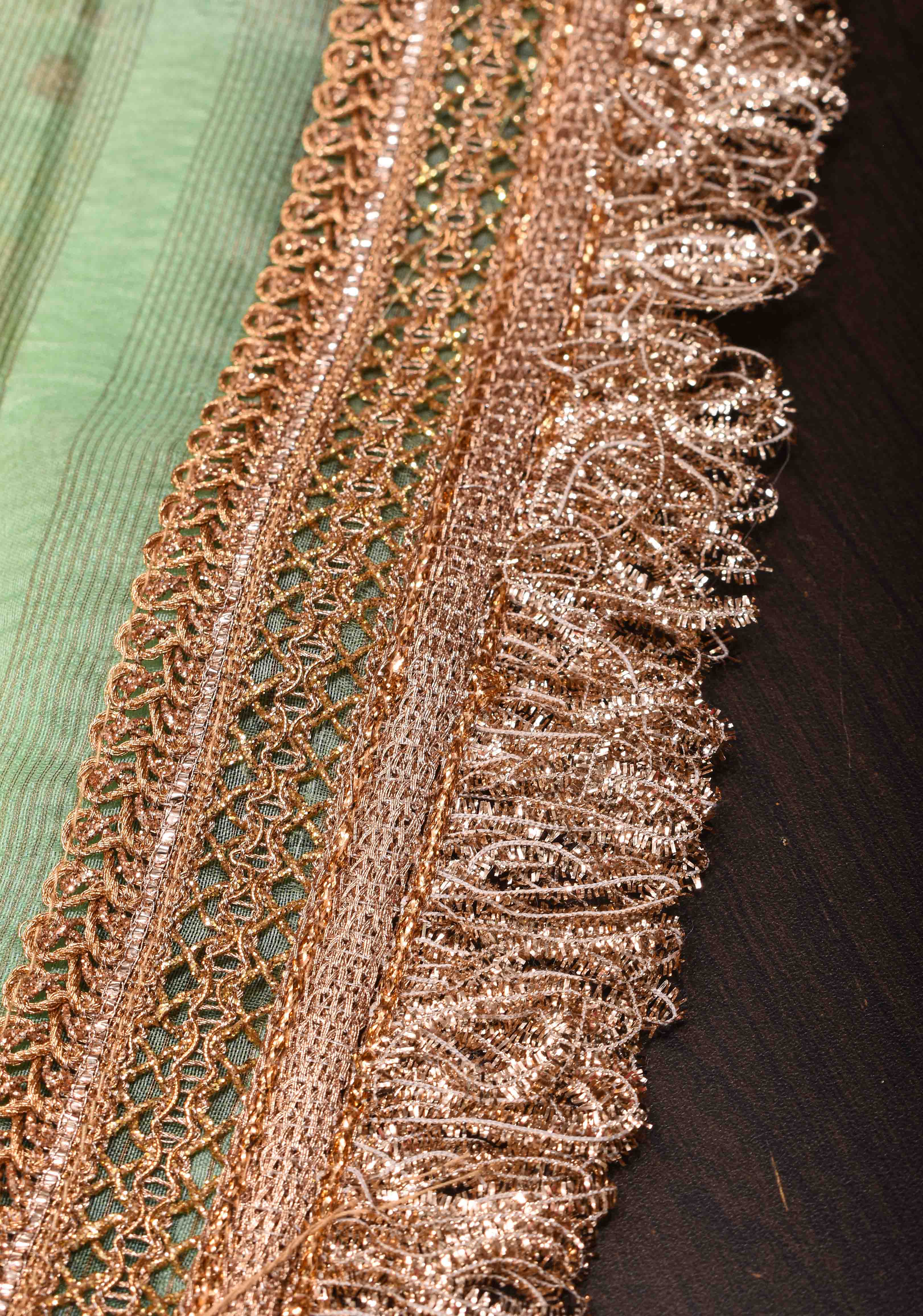 Pure Organza Silk Saree in Green with Floral Digital Print and Lace Trim Border | SILK MARK CERTIFIED | Shobitam