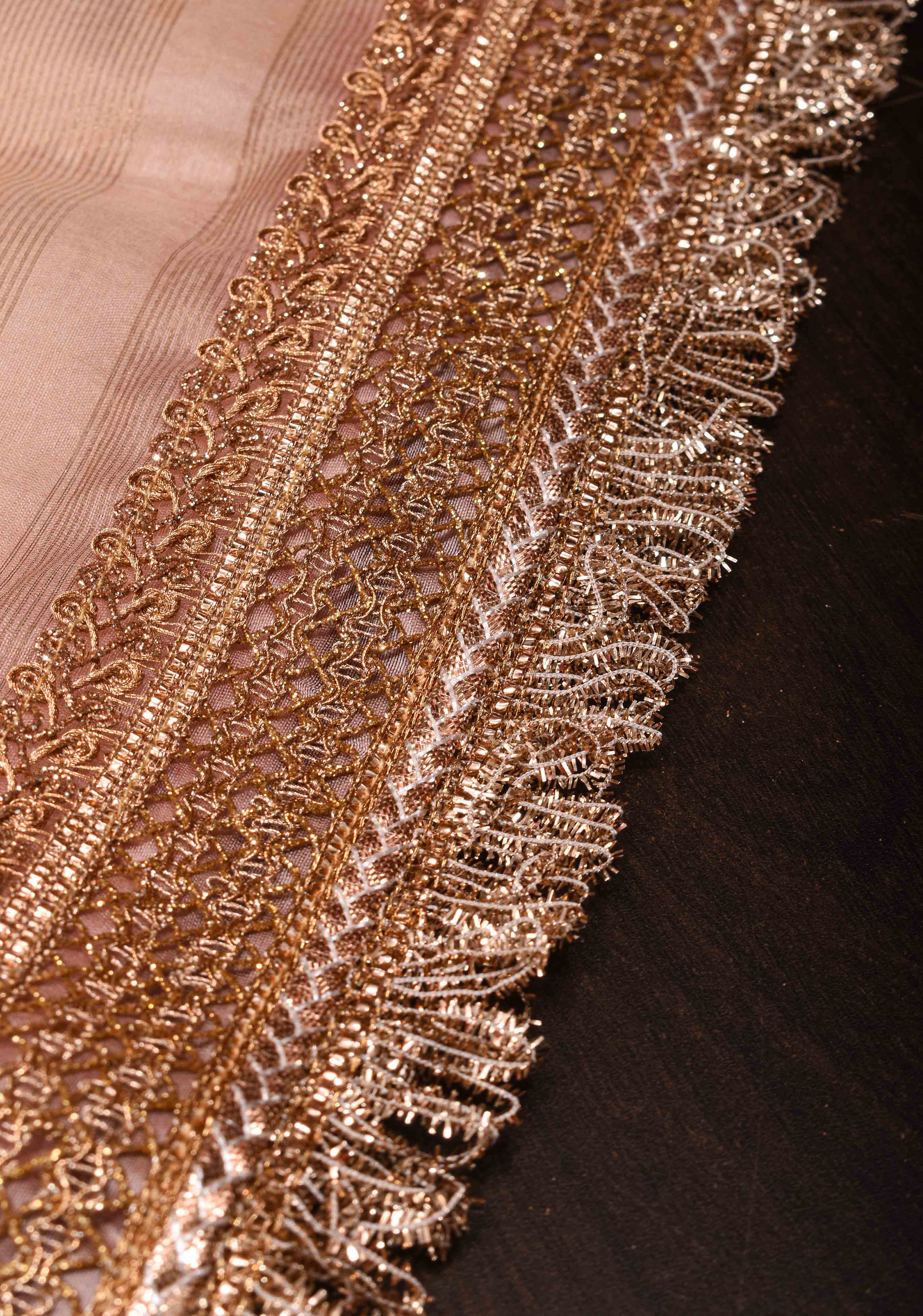 Pure Organza Silk Saree in Old Rose with Floral Digital Print and Lace Trim Border | SILK MARK CERTIFIED | Shobitam