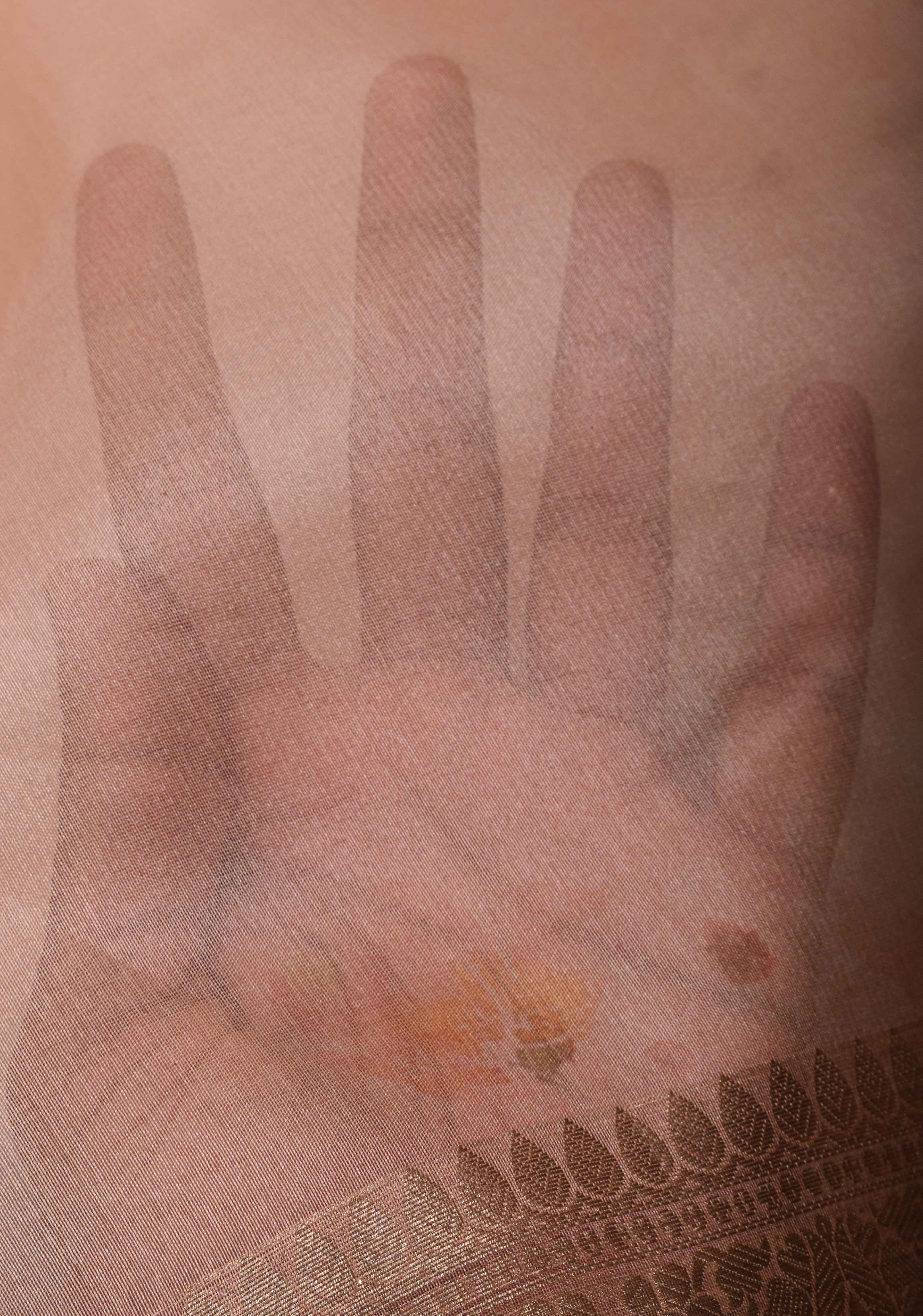 Pure Organza Silk Saree in Old Rose with Floral Digital Print and Lace Trim Border | SILK MARK CERTIFIED | Shobitam