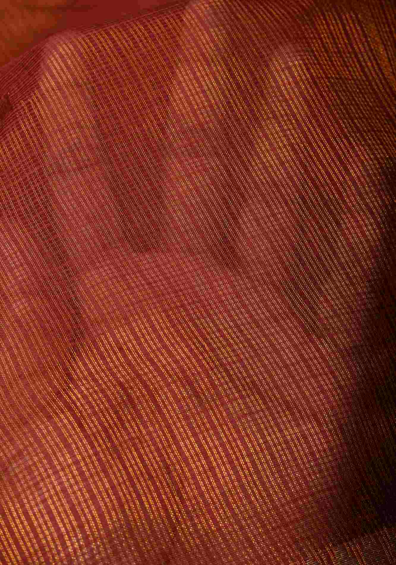 Maroon Kota Doria Tissue Cotton Saree with Sona Rupa Zari Border ready to wear saree