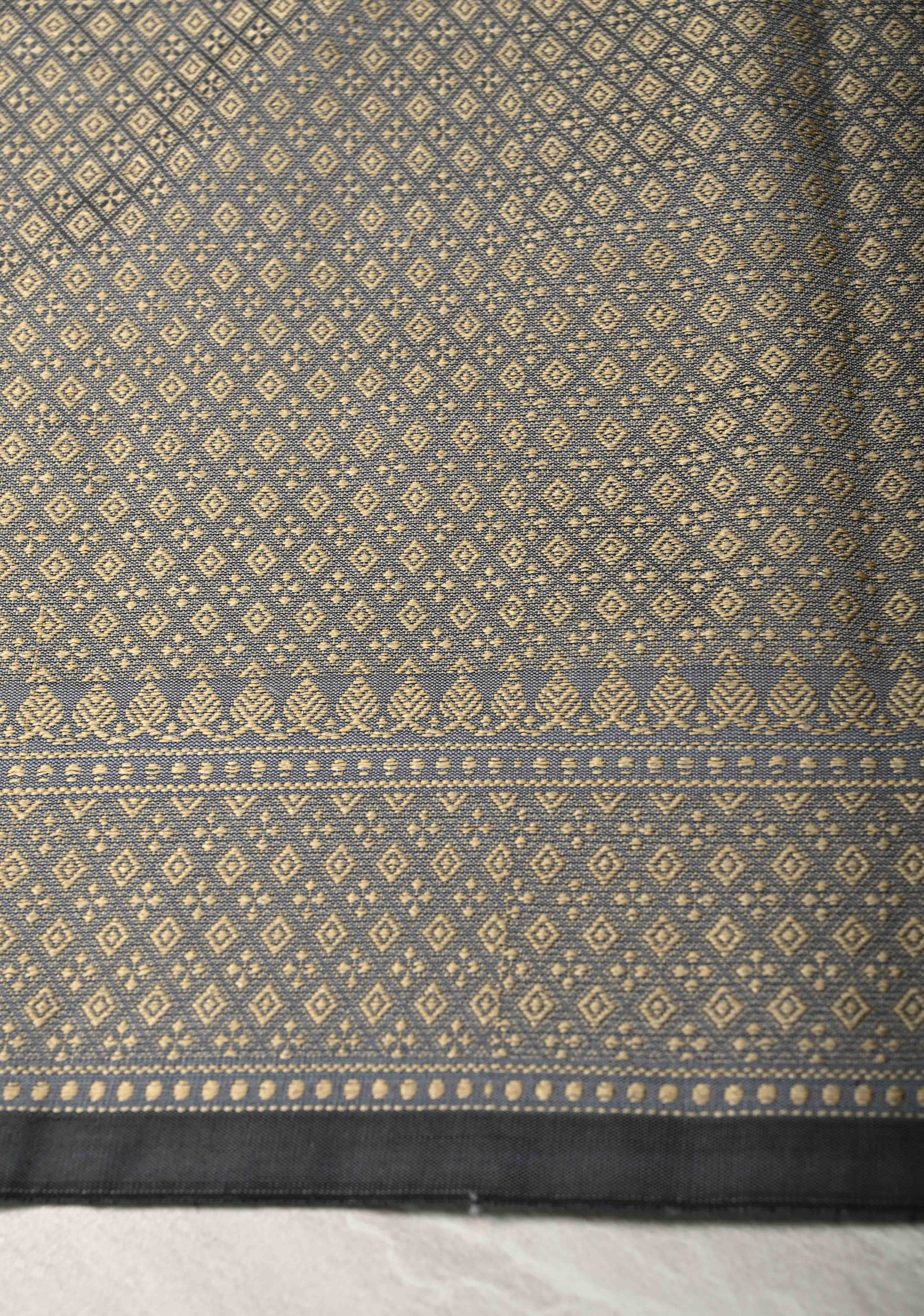 Gray Art silk saree with Resham Buttas and  Minimal Border | SHOBITAM