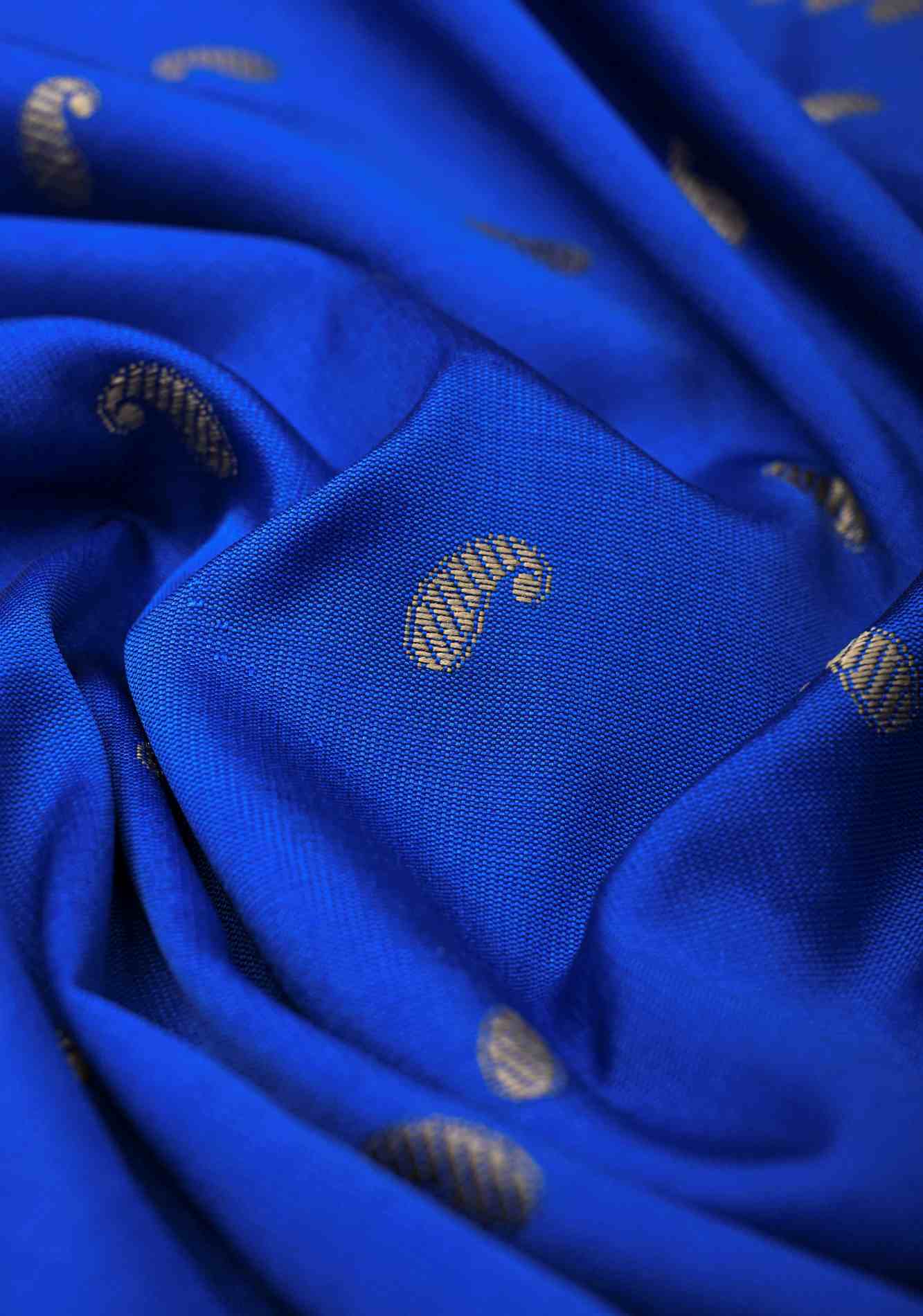 Royal Blue Art silk prestitched saree with Resham Paisley Buttis and Border Ready To Wear Saree