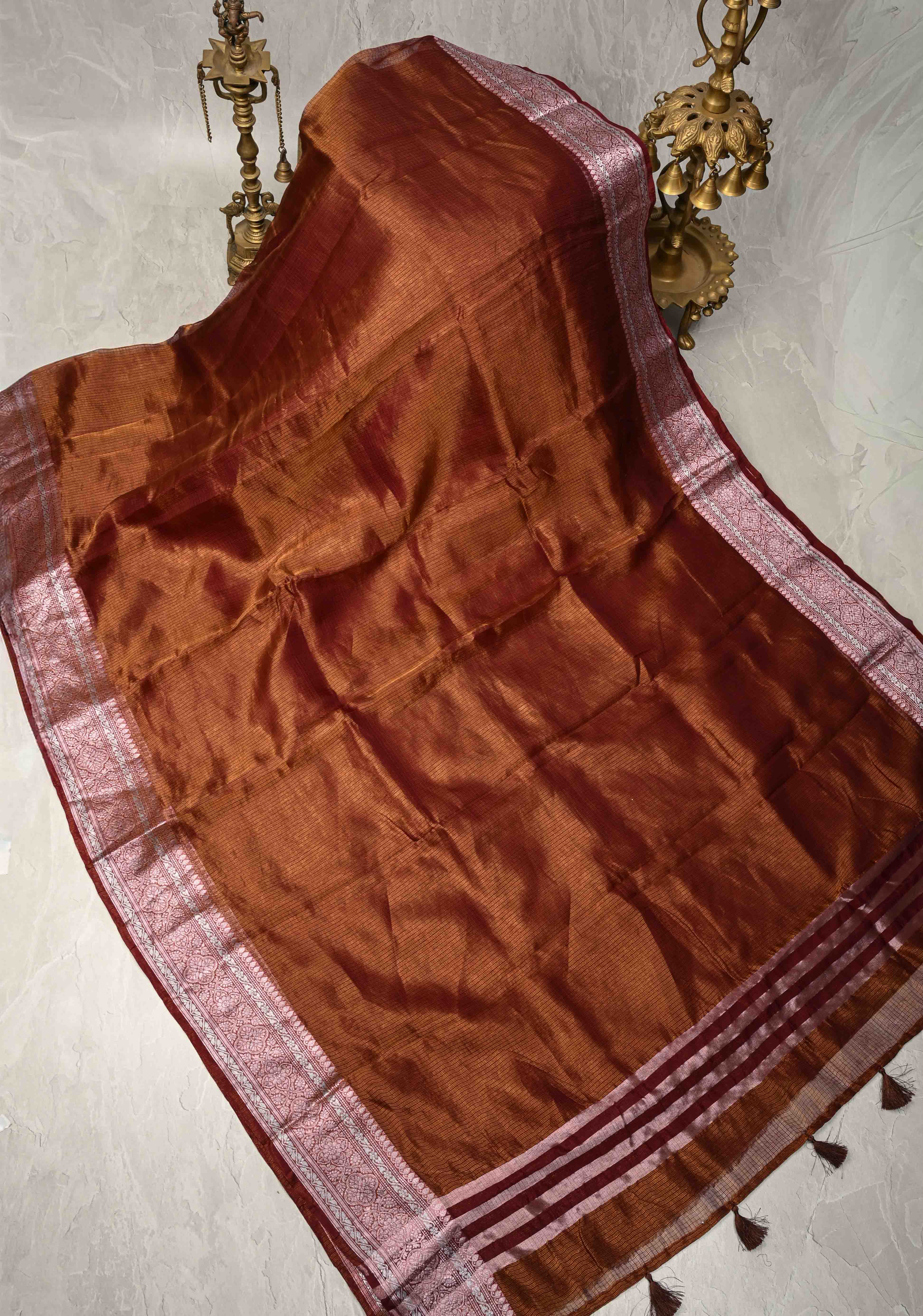 Kanchana Kota Doria Tissue Cotton Saree with Sona Rupa Zari Border | Shobitam