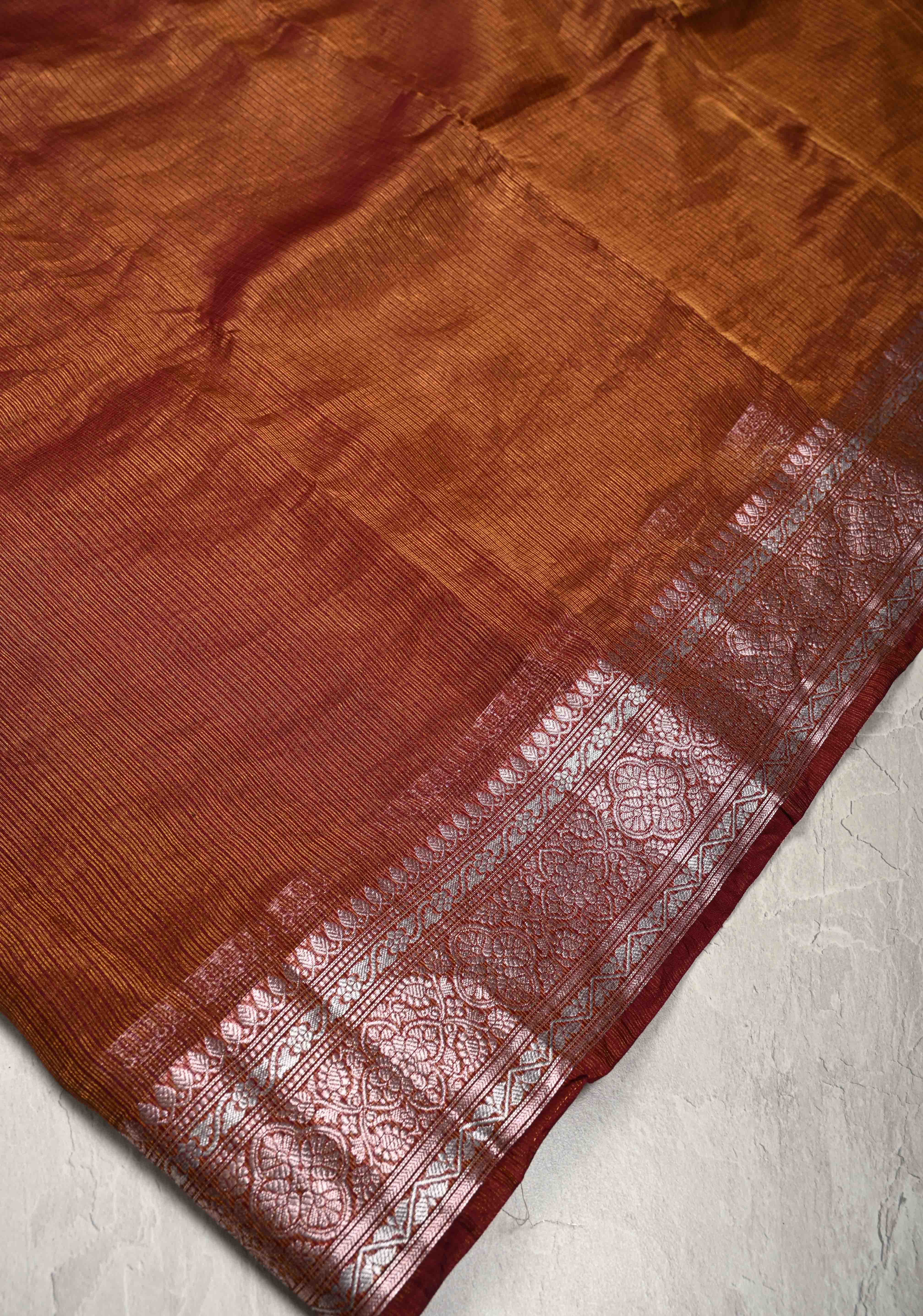 Kanchana Kota Doria Tissue Cotton Saree with Sona Rupa Zari Border | Shobitam