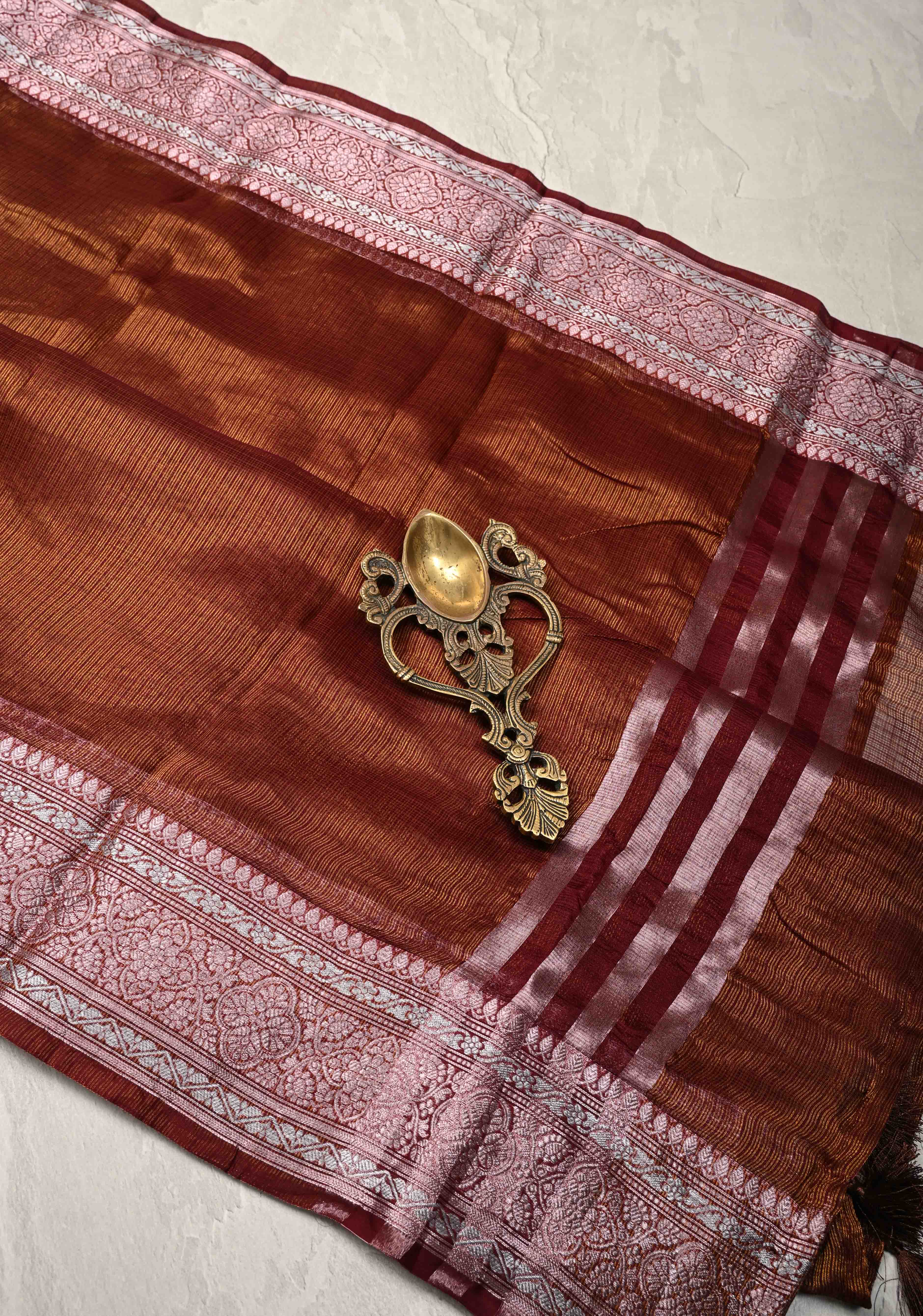 Kanchana Kota Doria Tissue Cotton Saree with Sona Rupa Zari Border | Shobitam