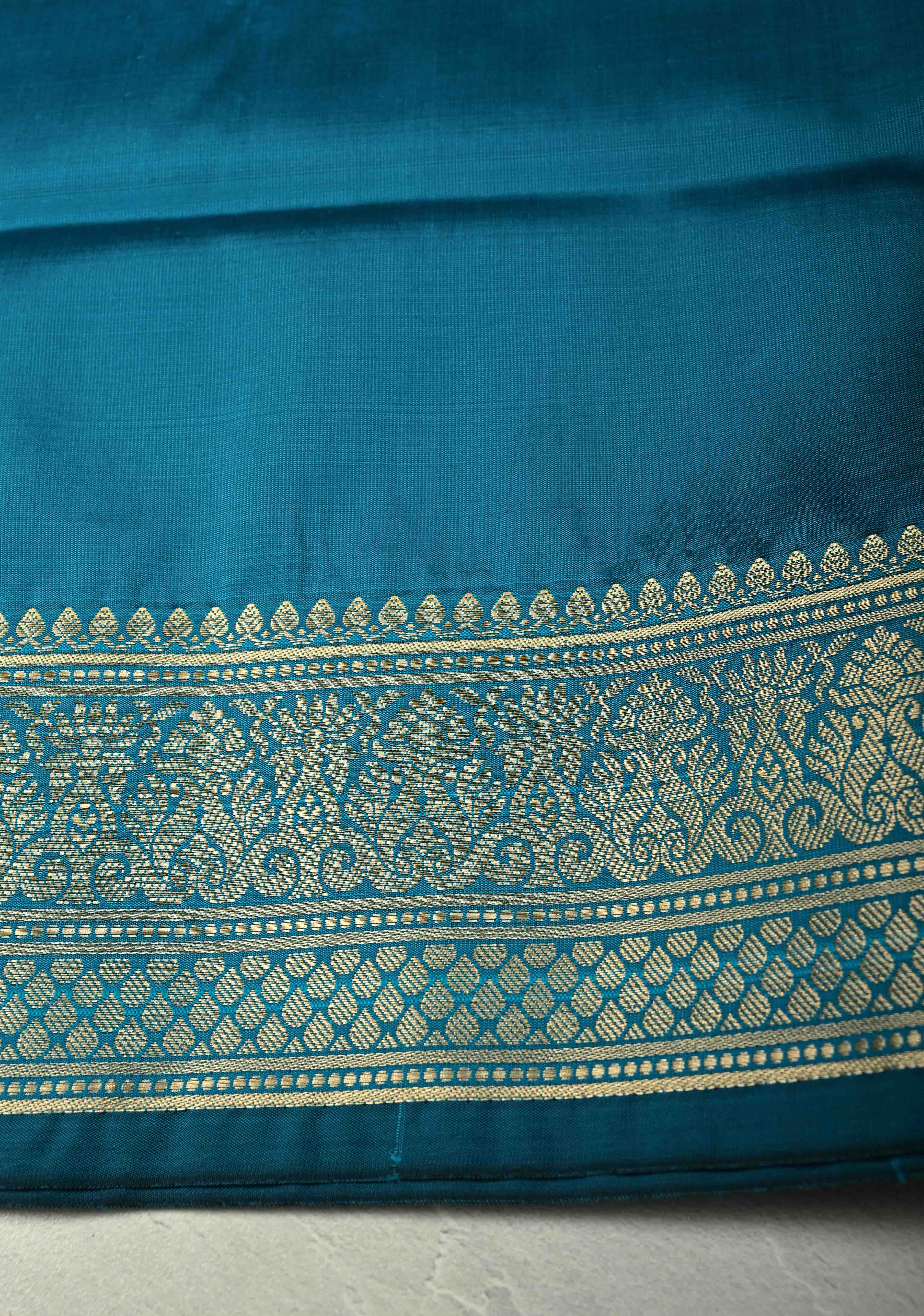 Blue Semi Silk Saree with Zari Border | Shobitam
