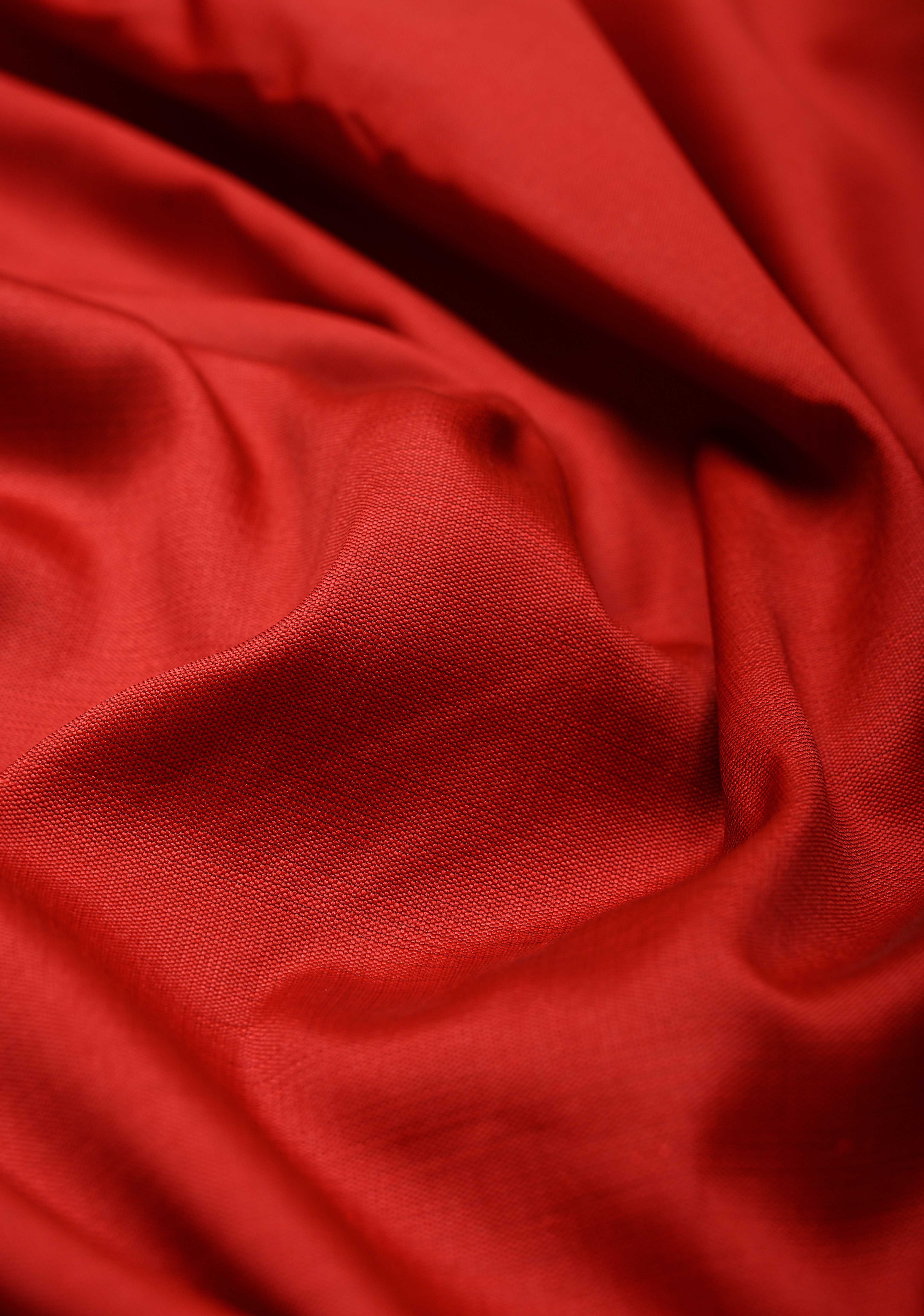 Crimson Red Semi Silk Saree with Zari Border | Shobitam