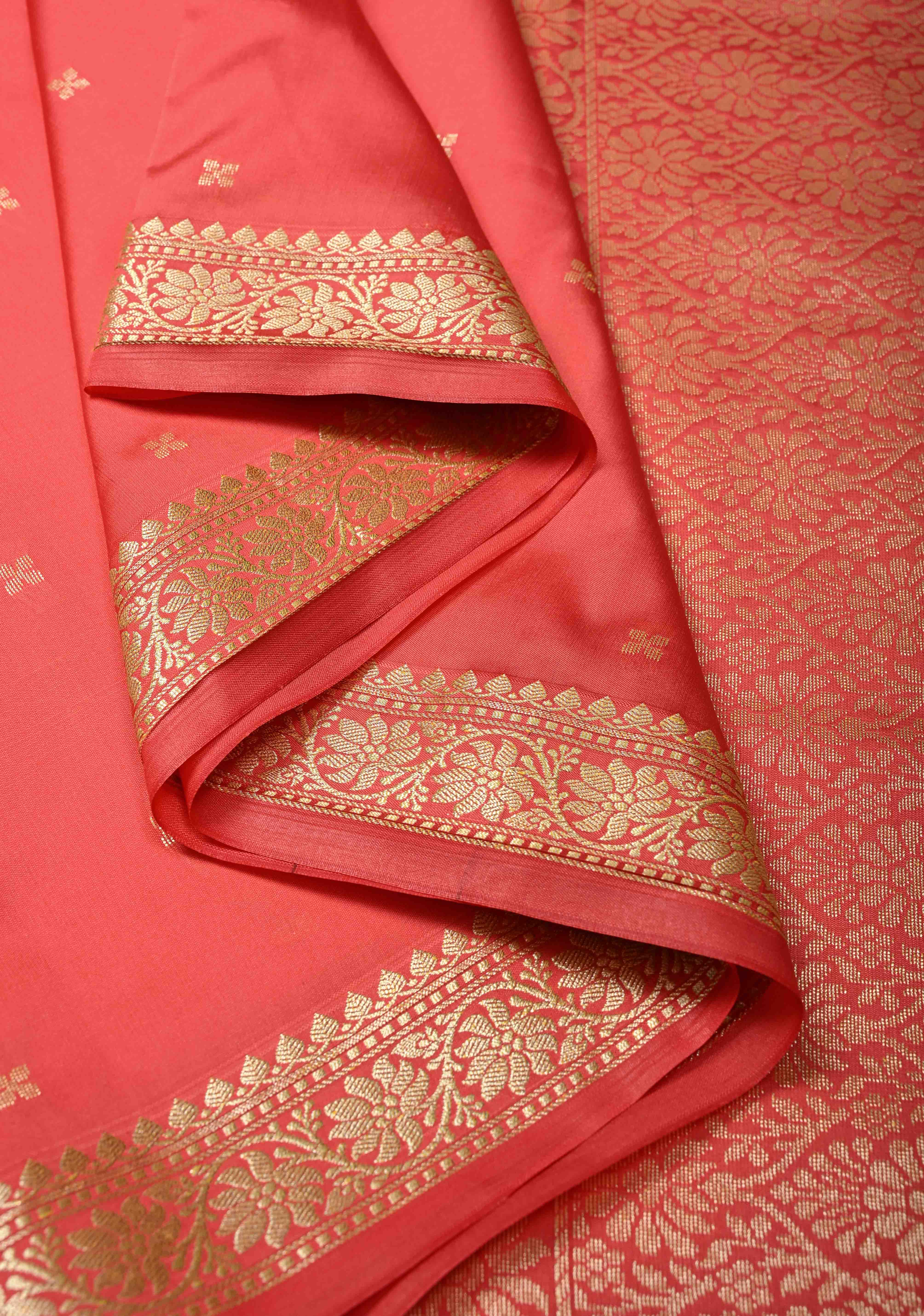 Light Amaranth Semi Silk Saree with Chunri Buttis and Minimal Zari Border | Shobitam