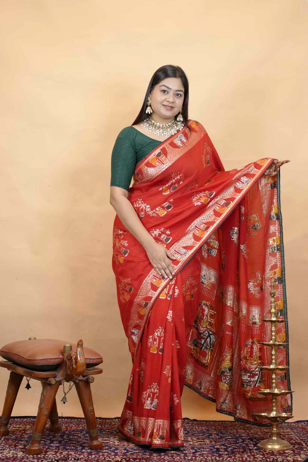 karwa chauth special ornate with zari & Stone prestitch Ready To Wear Saree