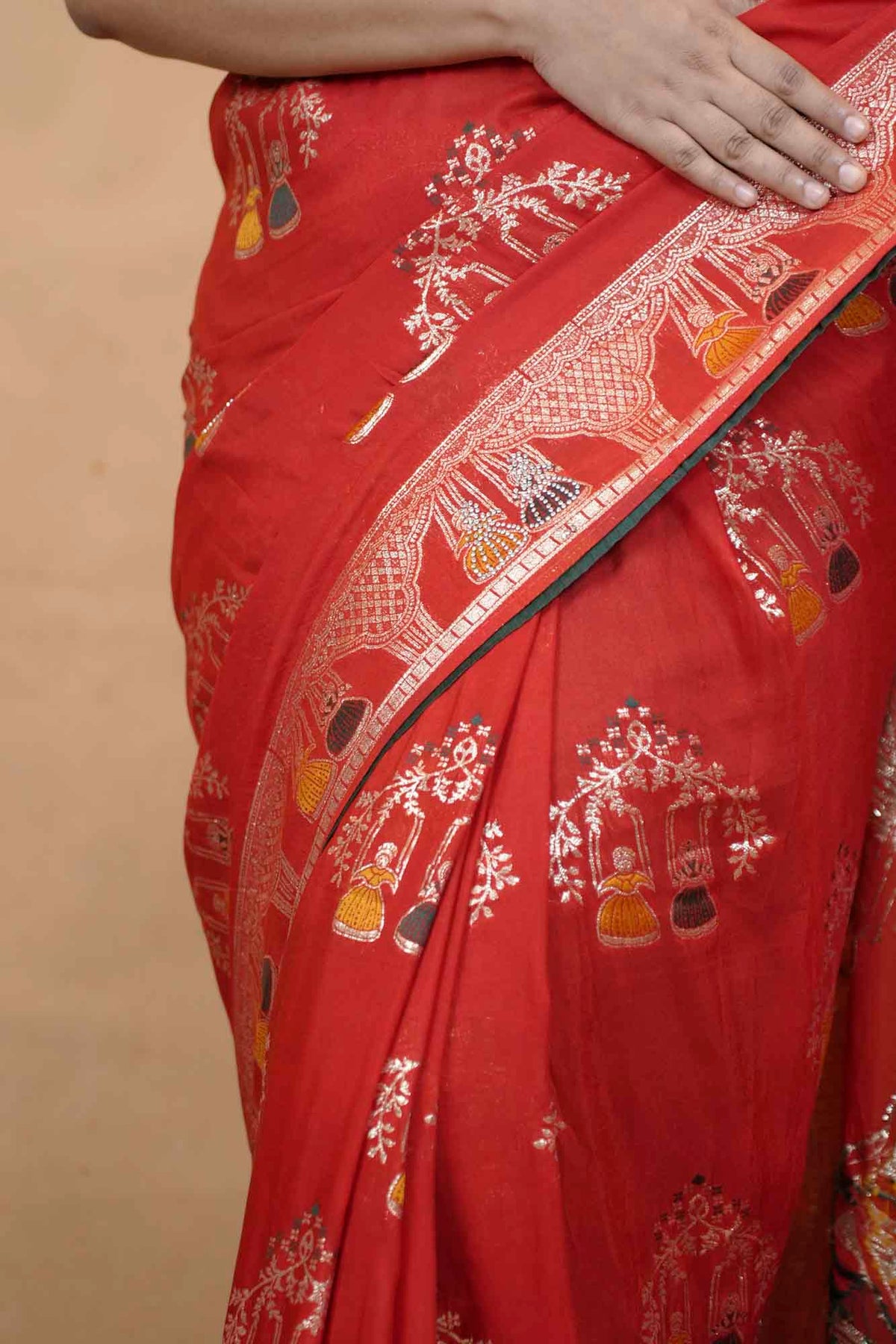 karwa chauth special ornate with zari & Stone prestitch Ready To Wear Saree