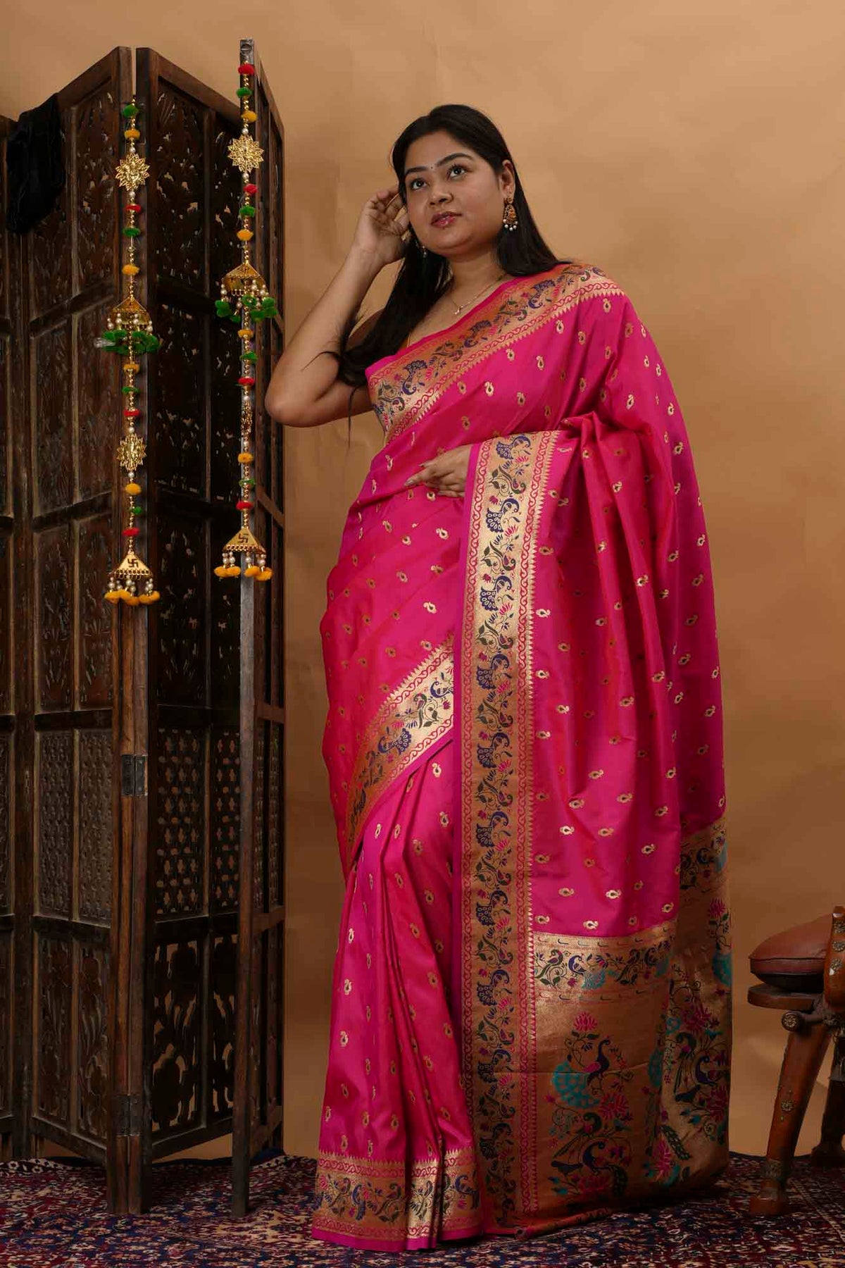 Kanjivaram Inspired Soft Silk Paithani Woven Palla Wrap In One Minute saree