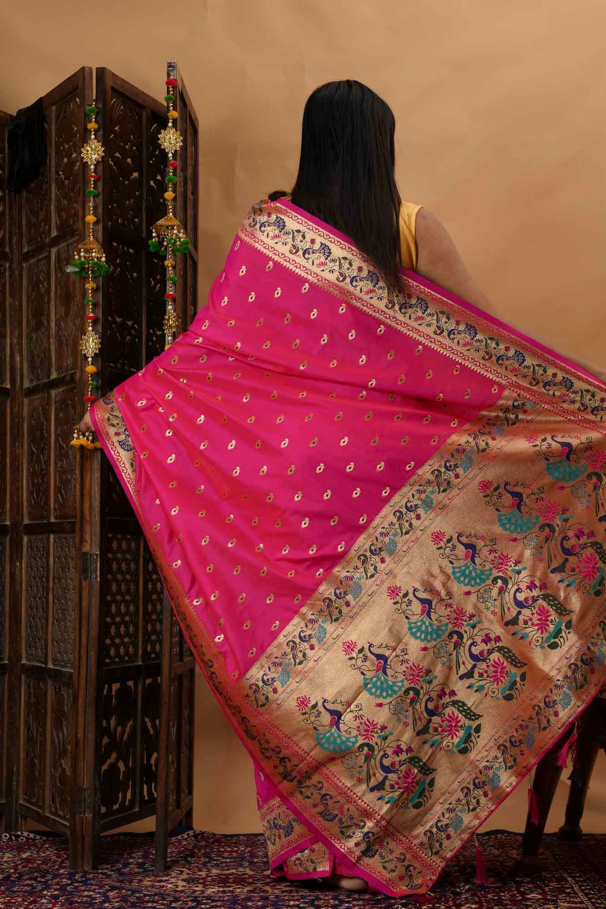 Kanjivaram Inspired Soft Silk Paithani Woven Palla Wrap In One Minute saree