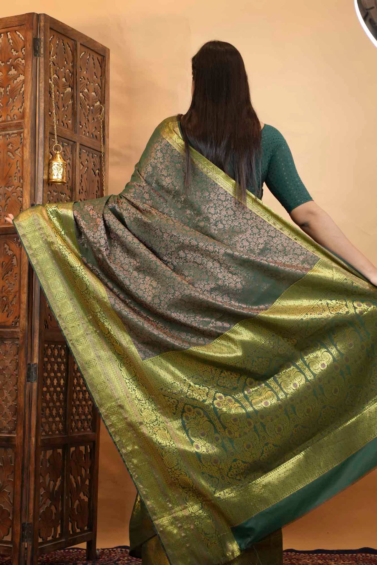 Banarasi Silk Inspired Floral Zari Jaal With Ornate Palla  Ready To Wear Saree