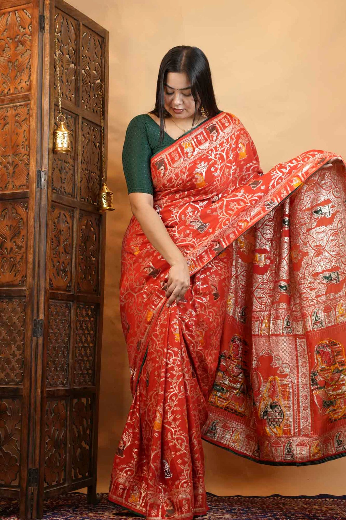karwa chauth special ornate with zari & Stone prestitch Ready To Wear Saree