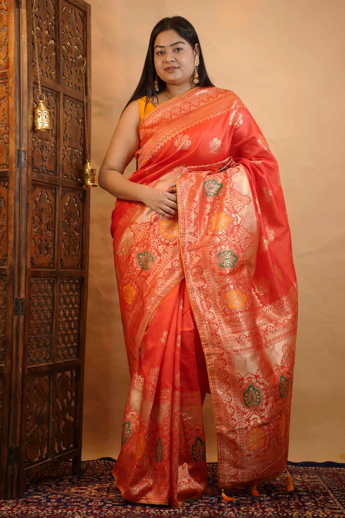 Banarasi Silk Inspired Zari Woven Ready To Wear Saree
