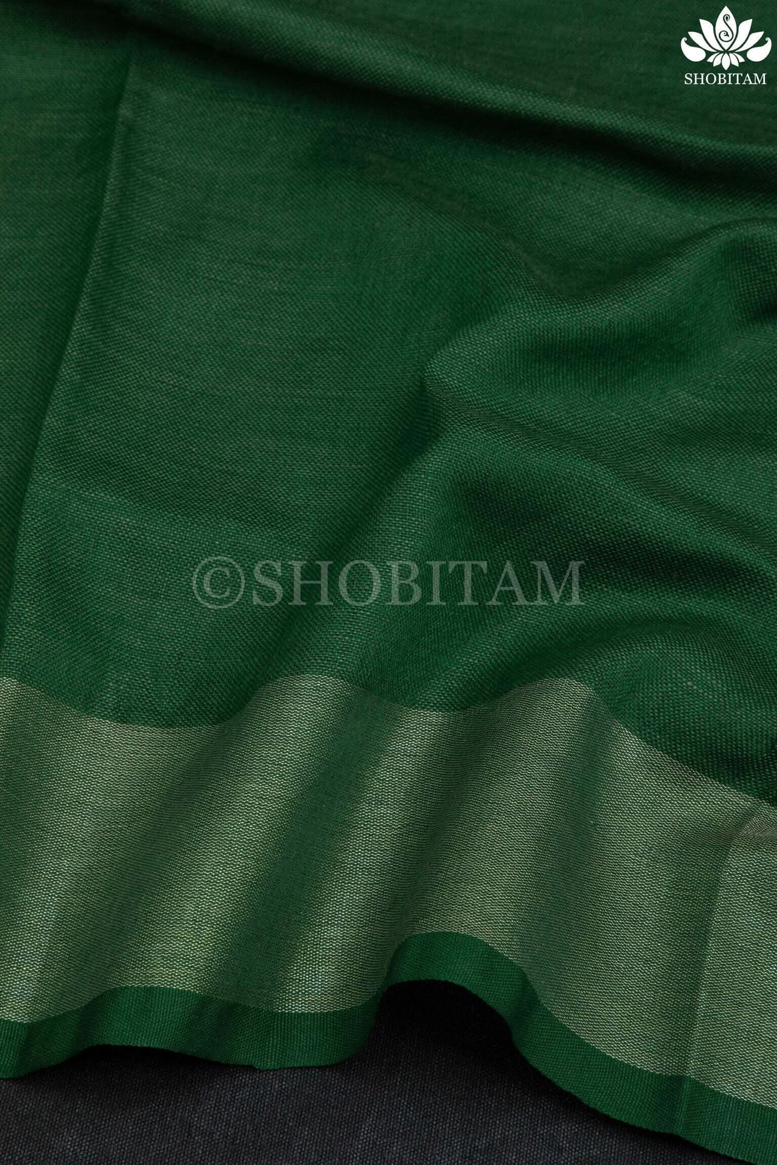 Kolam Linen embroidery Saree in Charcoal Gray and Green | Linen by Linen  Saree I Rangoli Saree | Shobitam