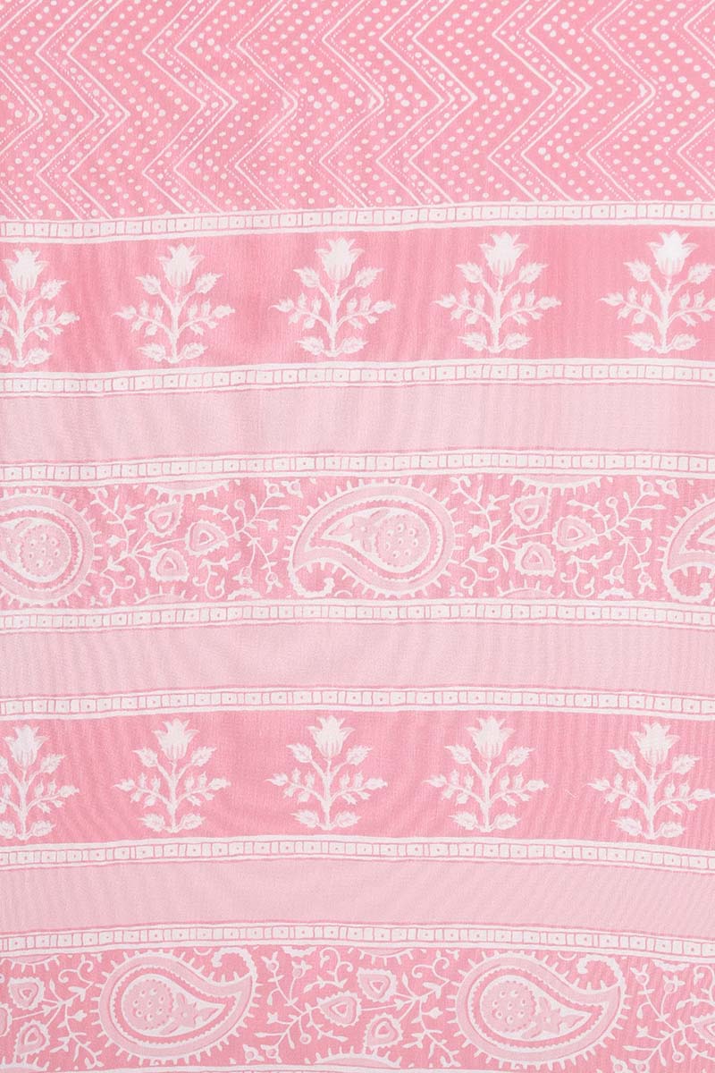 Pink Polyester Paisley Printed Straight Suit Set | SHOBITAM
