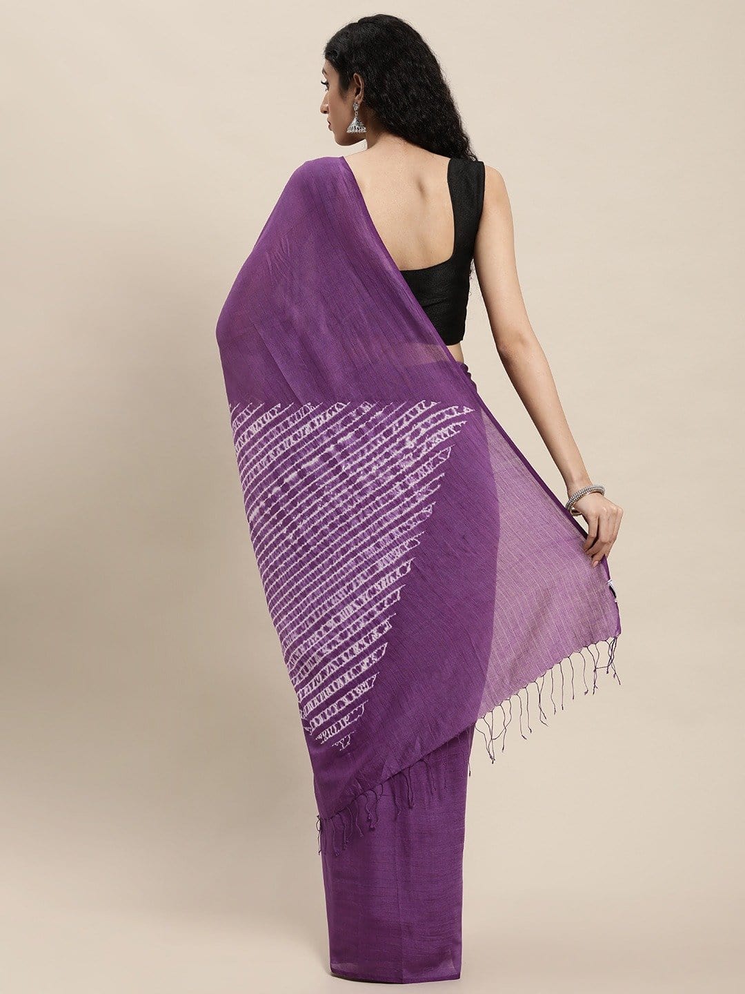 Purple Woven Shibori Silk Cotton Saree | SHOBITAM