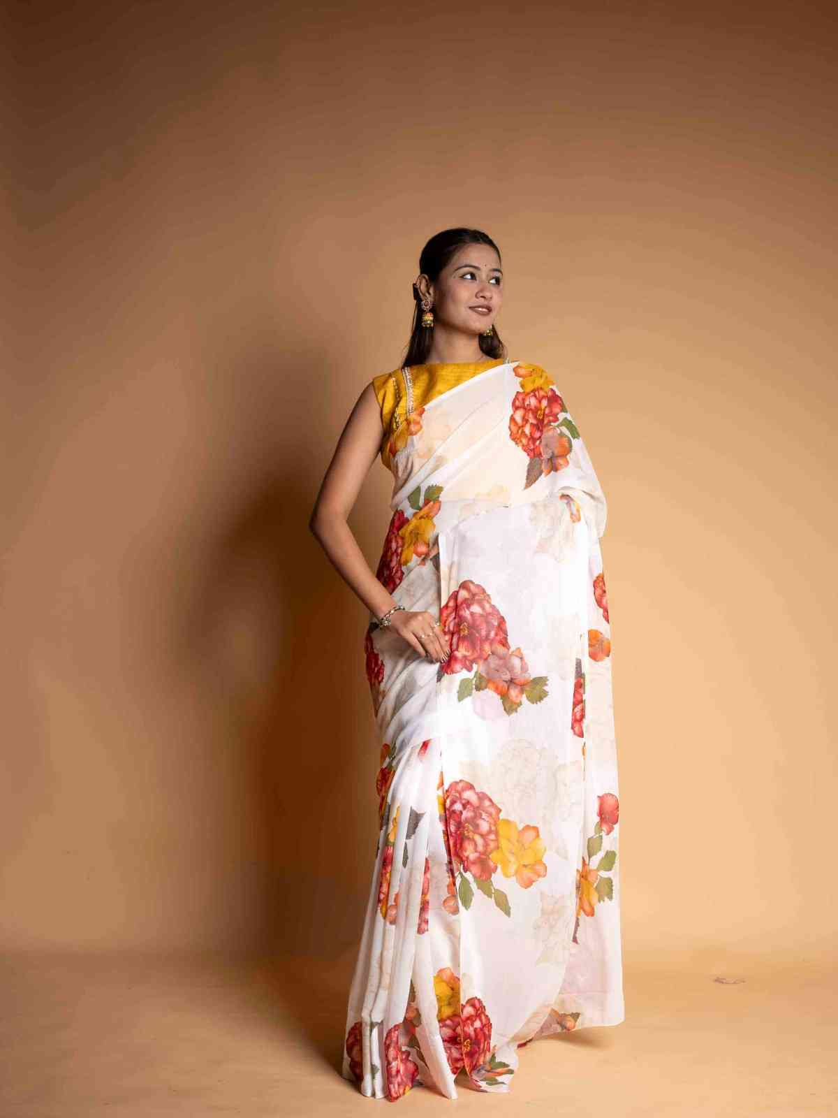 Floral Grace in Elegance Ready To Wear Saree