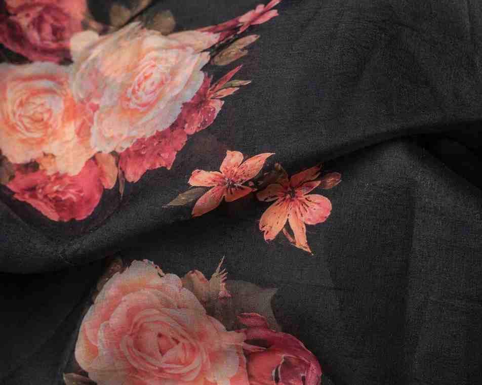 Elegant Black Floral Printed Ready To Wear  Saree