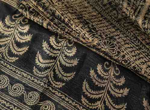 Classic Black Beige Hand Block Printed Cotton Ready To Wear Saree