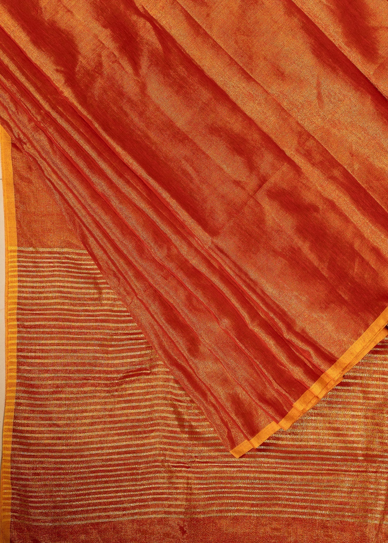 Sunrise Orange Tissue By Linen Saree Haseena | SHOBITAM