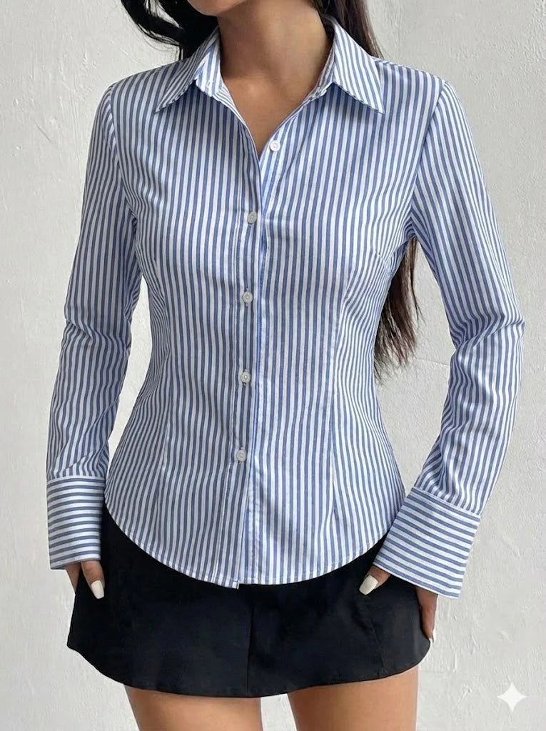 Formal Stripes Fitted Shirt with full sleeves