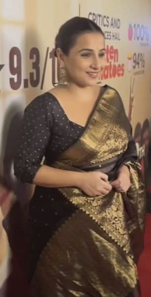 Celebrity Chanderi Silk Saree in Black with Zari chunri Butis and wide zari border | Shobitam