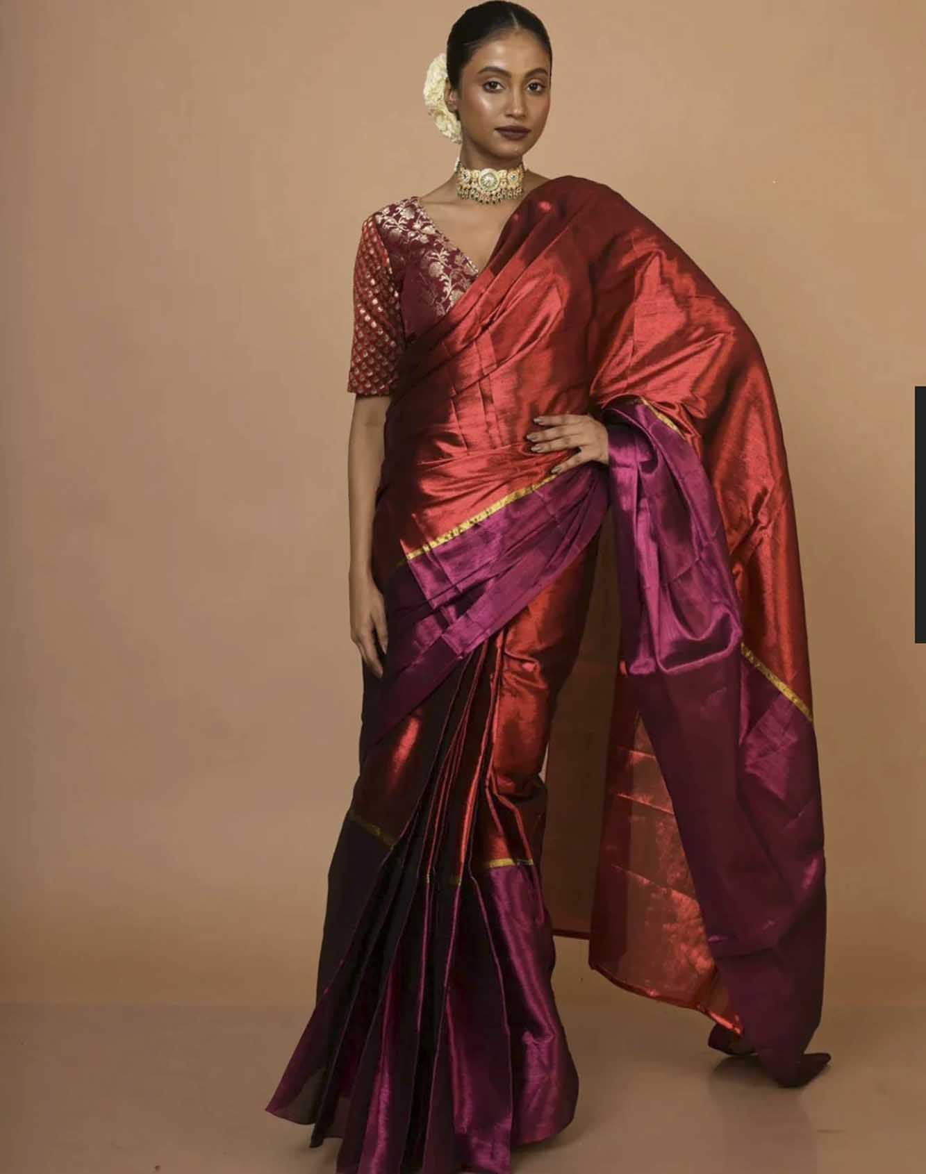 tissue cotton with pure handloom ready to wear saree