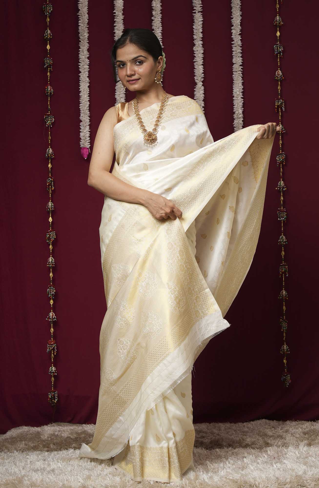 Onam Special Zari Woven kasavu Ready To Wear Saree