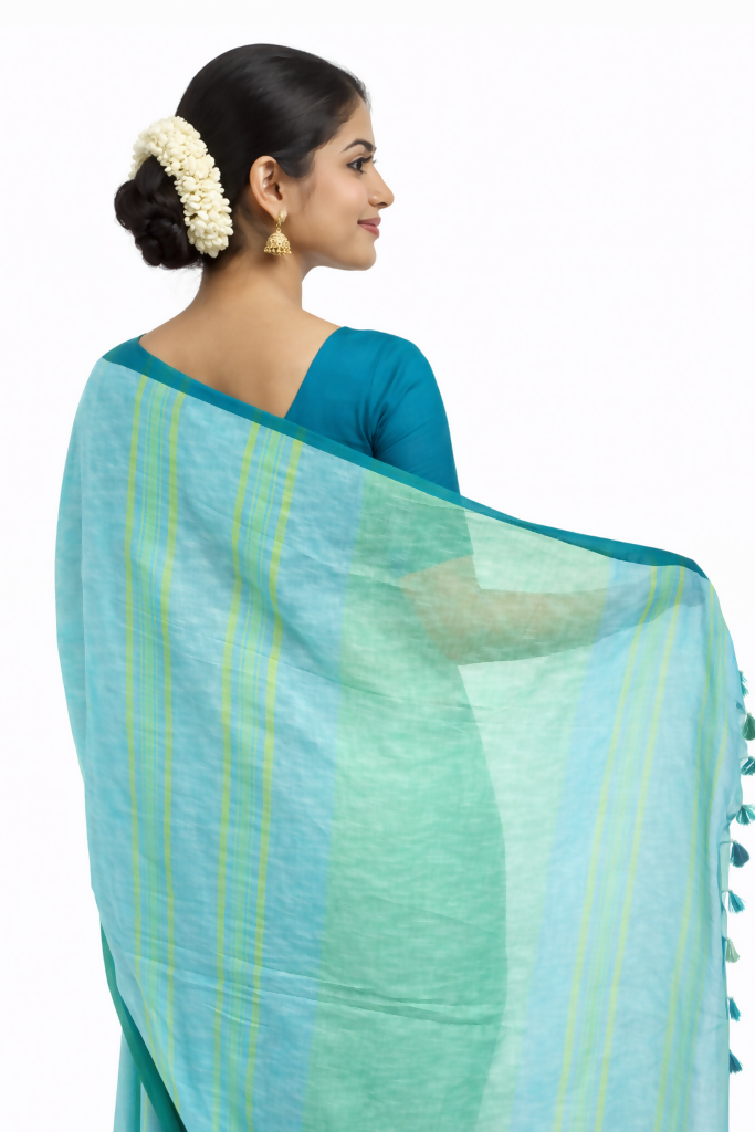 Neer Lehar Handwoven Pure Cotton Saree | SHOBITAM