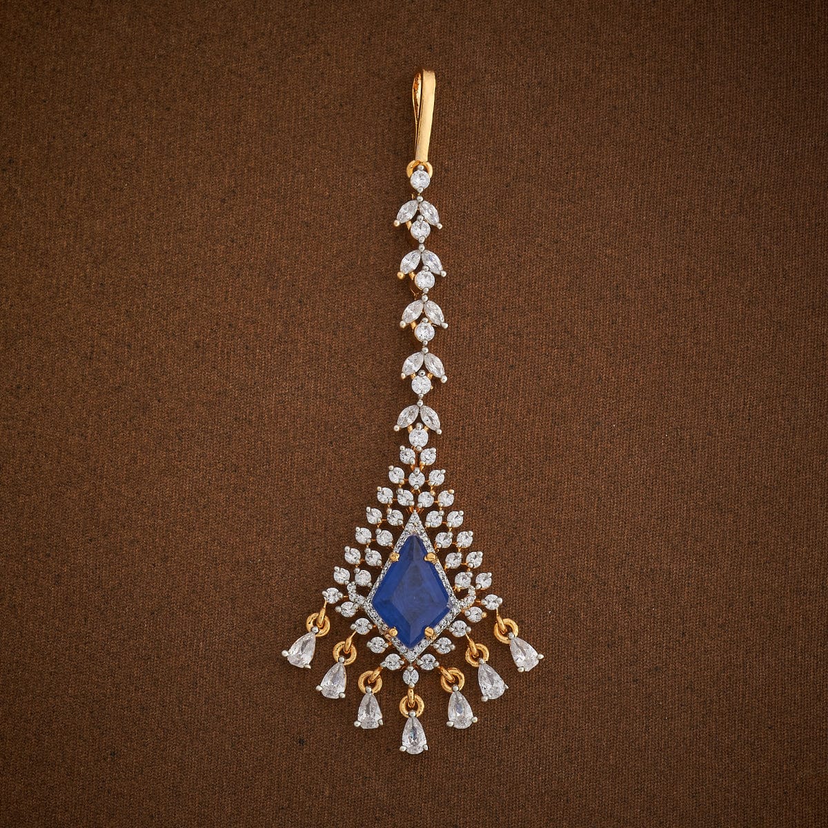 Handcrafted Tikka embellished with synthetic stones in White and Lavender | SHOBITAM