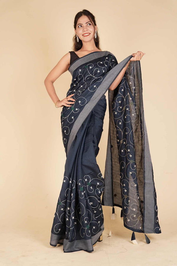 Ready To Wear Floral Embroidered Wrap in 1 minute saree With Readymade Blouse - Isadora Life Online Shopping Store