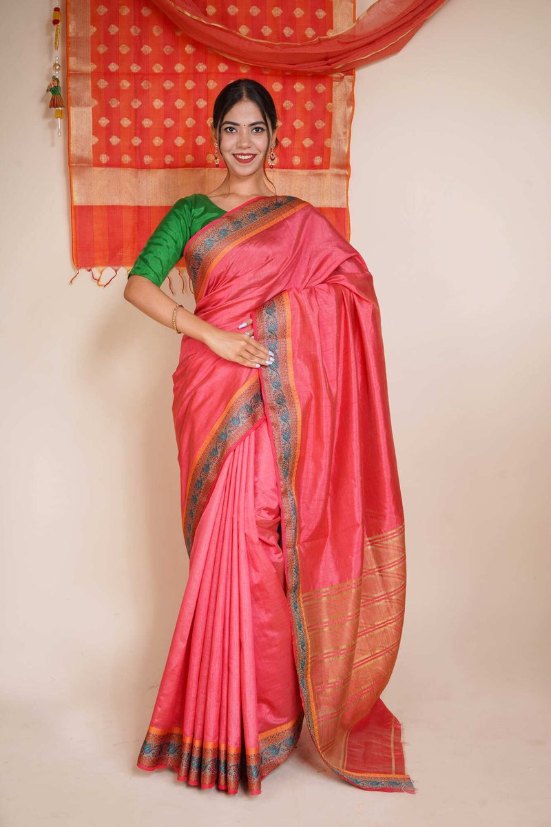Crimson Kerala Kasavu resham woven ready to wear saree with Readymade Blouse - Isadora Life Online Shopping Store