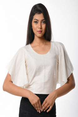 WHITE PLAIN BELL SLEEVES BLOUSE CUM TOP - Isadora Life Online Shopping Store