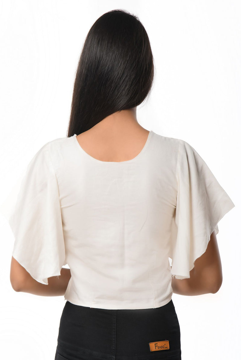 WHITE PLAIN BELL SLEEVES BLOUSE CUM TOP - Isadora Life Online Shopping Store