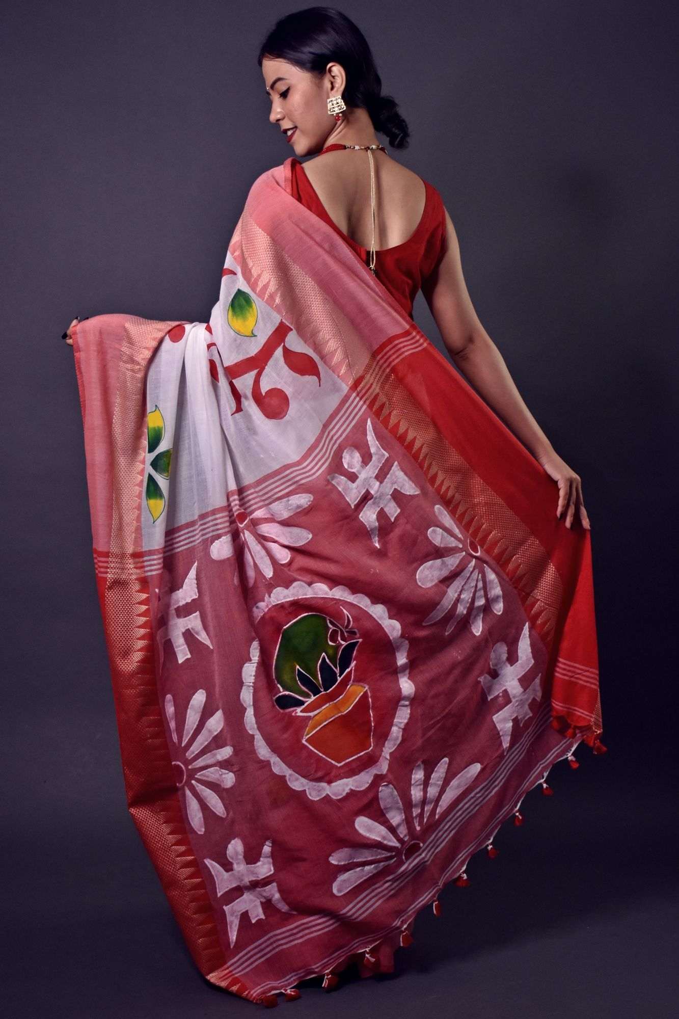 Bengal handloom cotton handpainted wrap in 1 minute saree - Isadora Life Online Shopping Store
